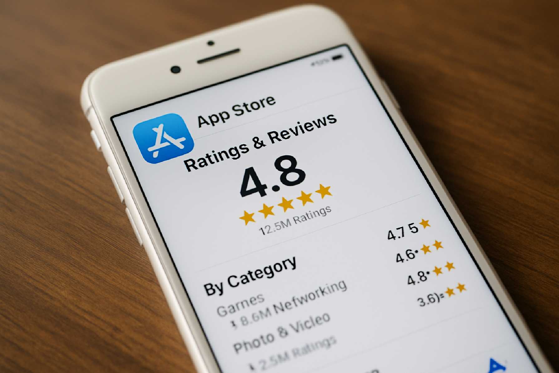 דירוגים וביקורות של האפליקציות המובילות ב-App Store לפי קטגוריה